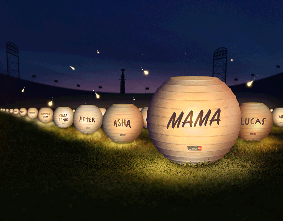 Lampion met handgeschreven naam erop.