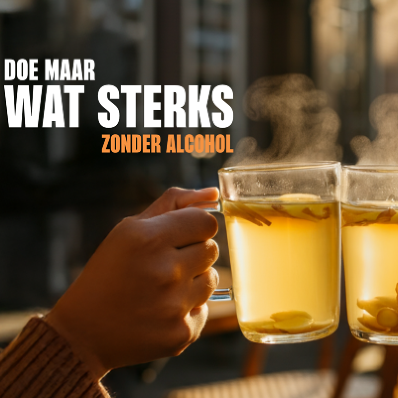 Doe maar wat sterks... zonder alcohol - proostende theeglazen