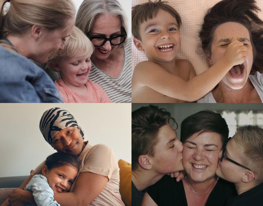 Collage van moeders met hun kinderen