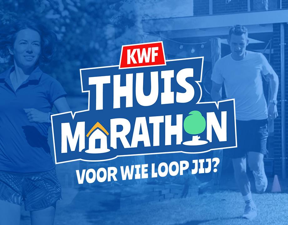 Logo Thuismarathon met rennende mensen op de achtergrond